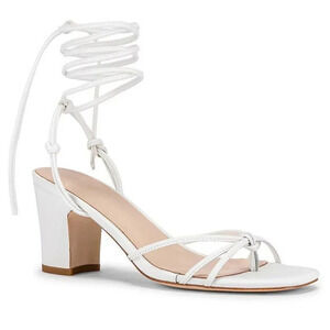 LPA Nicolo Low Heels in White Leather 9.5 New Womens sandals